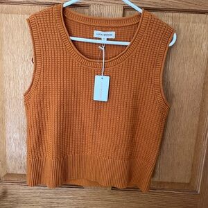 Lucky Brand Orange Ribbed Knit sweater Tank Top